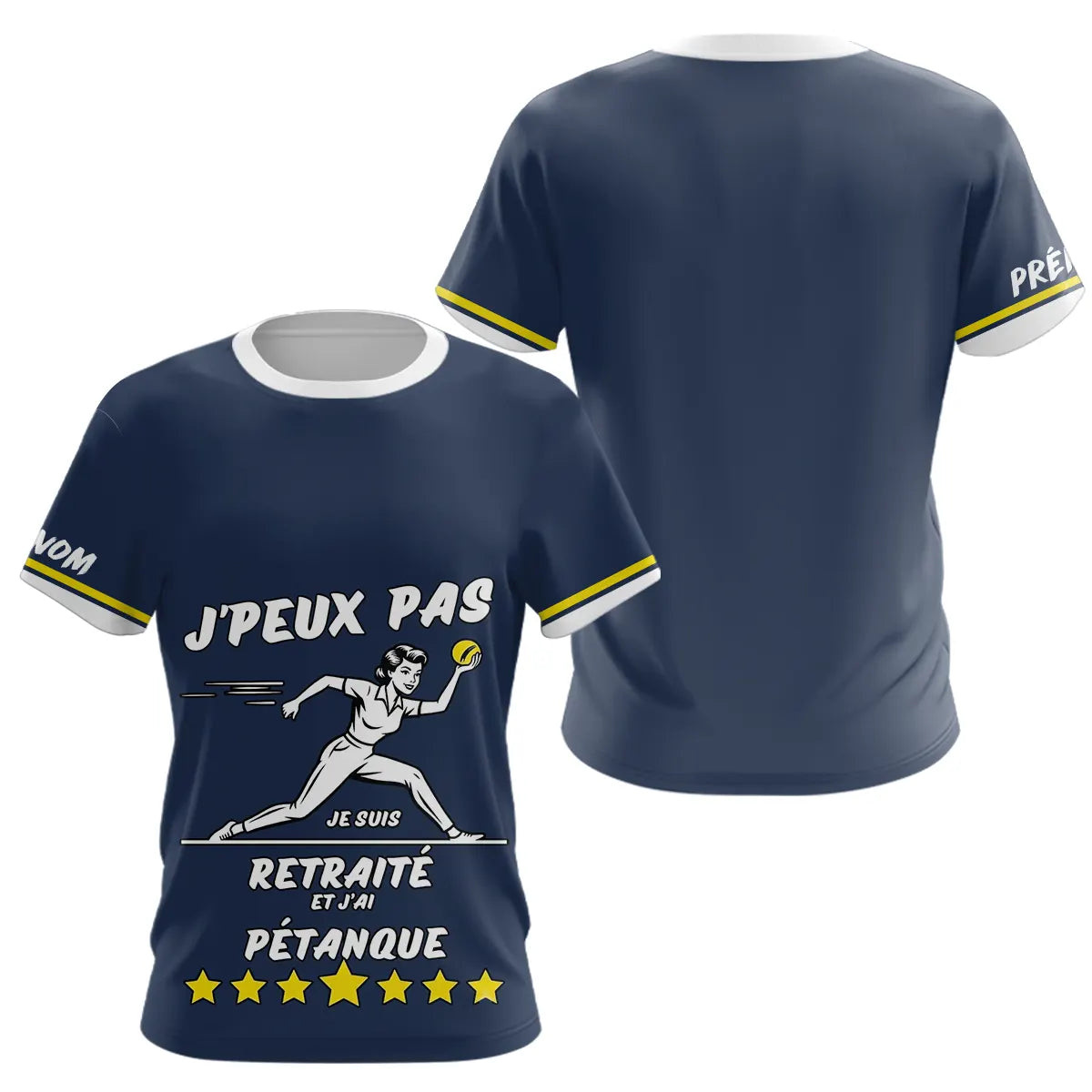 Polo Pétanque Bleu & Marine - Cadeau Retraite Homme Femme - T-Shirt Femme