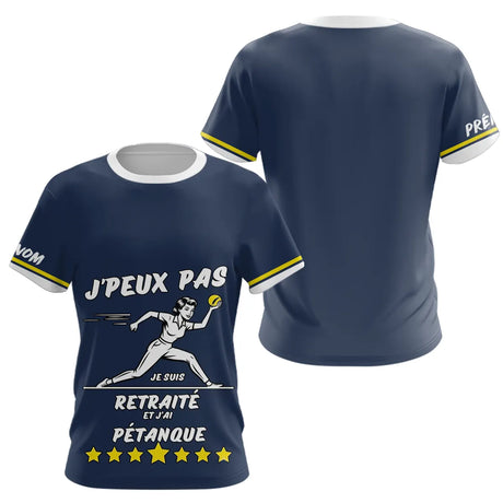 Polo Pétanque Bleu & Marine - Cadeau Retraite Homme Femme - T-Shirt Femme