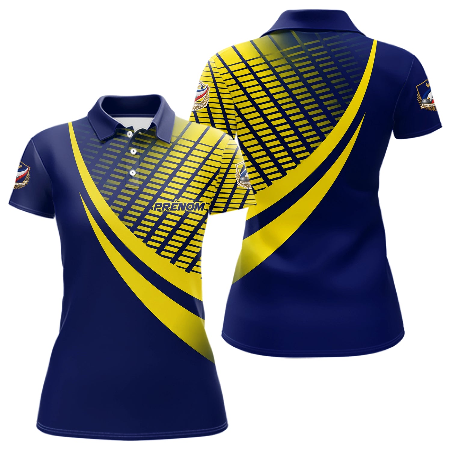 Polo Pétanque Bleu Marine - Graphique Jaune Homme Femme - Polo Femme