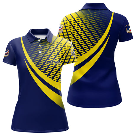 Polo Pétanque Bleu Marine - Graphique Jaune Homme Femme - Polo Femme