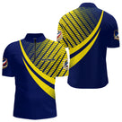 Polo Pétanque Bleu Marine - Graphique Jaune Homme Femme - Polo Zippé Homme
