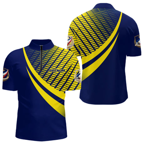 Polo Pétanque Bleu Marine - Graphique Jaune Homme Femme - Polo Zippé Homme