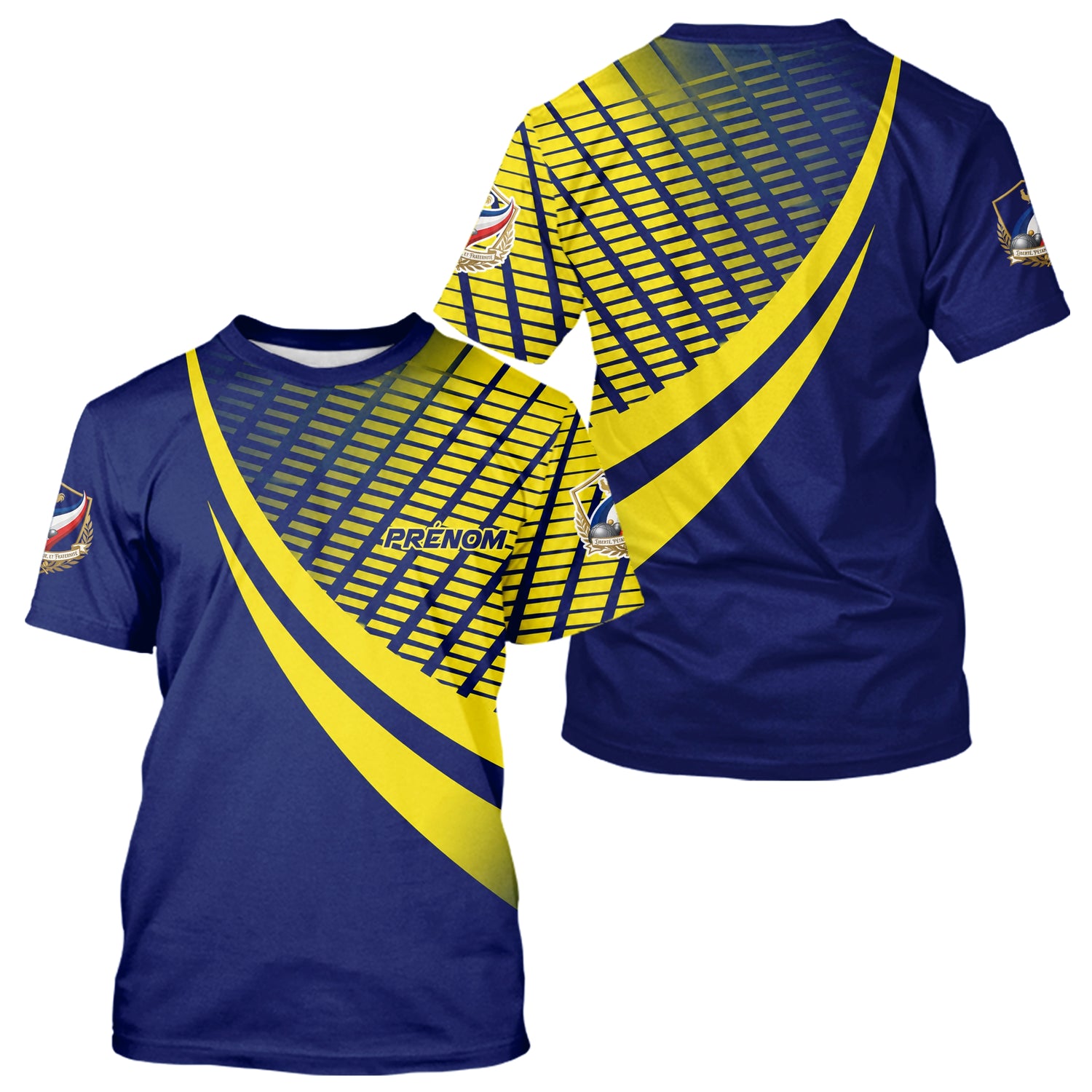 Polo Pétanque Bleu Marine - Graphique Jaune Homme Femme - T-Shirt Homme