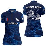 Polo Pétanque Bleu Marine - Personnalisé France Tricolore - Polo Zippé Femme