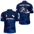 Polo Pétanque Bleu Marine - Personnalisé France Tricolore - Polo Zippé Homme