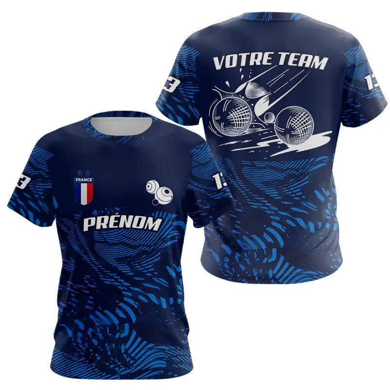 Polo Pétanque Bleu Marine - Personnalisé France Tricolore - T-Shirt Femme