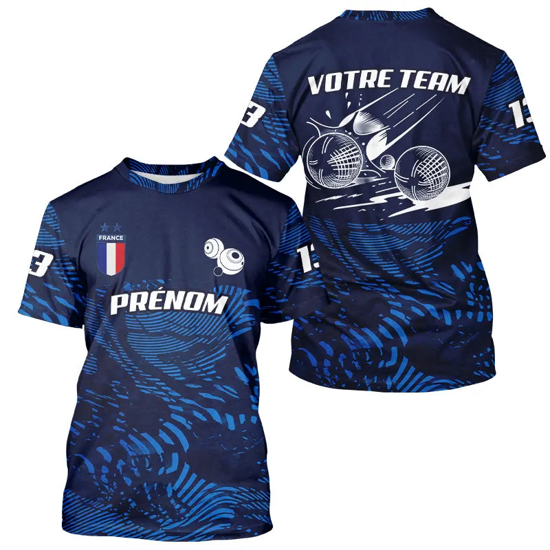 Polo Pétanque Bleu Marine - Personnalisé France Tricolore - T-Shirt Homme