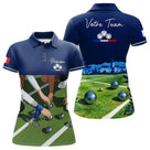 Polo Pétanque Bleu Marine Décor Terrain - Prénom Personnalisé - Polo Femme