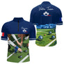 Polo Pétanque Bleu Marine Décor Terrain - Prénom Personnalisé - Polo Zippé Homme