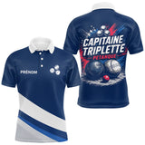 Polo Pétanque Bleu Marine – Design Capitaine Triplette - Polo Homme