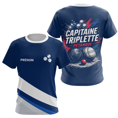 Polo Pétanque Bleu Marine – Design Capitaine Triplette - T-Shirt Femme