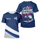 Polo Pétanque Bleu Marine – Design Capitaine Triplette - T-Shirt Homme