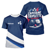 Polo Pétanque Bleu Marine – Design Capitaine Triplette - T-Shirt Homme