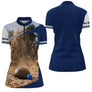 Polo Pétanque Bleu Marine Tir Parfait - 3D Impact Boule - Polo Zippé Femme