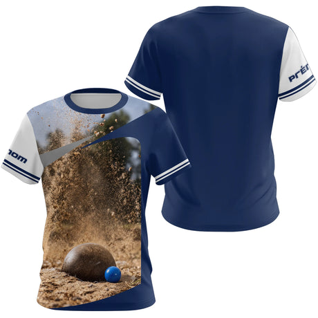 Polo Pétanque Bleu Marine Tir Parfait - 3D Impact Boule - T-Shirt Femme
