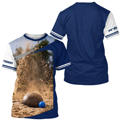 Polo Pétanque Bleu Marine Tir Parfait - 3D Impact Boule - T-Shirt Homme