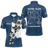 Polo Pétanque Bleu Marine Équipe - Team Bouledogue Français - Polo Homme