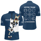 Polo Pétanque Bleu Marine Équipe - Team Bouledogue Français - Polo Zippé Homme