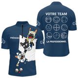 Polo Pétanque Bleu Marine Équipe - Team Bouledogue Français - Polo Zippé Homme