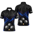 Polo Pétanque Bleu Noir & Boules 3D - Cadeau Boules - Polo Homme
