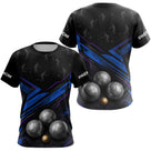 Polo Pétanque Bleu Noir & Boules 3D - Cadeau Boules - T-Shirt Femme