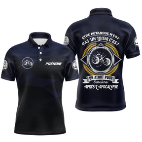 Polo Pétanque Bleu Nuit - Joueur Boules Personnalisé - Polo Homme