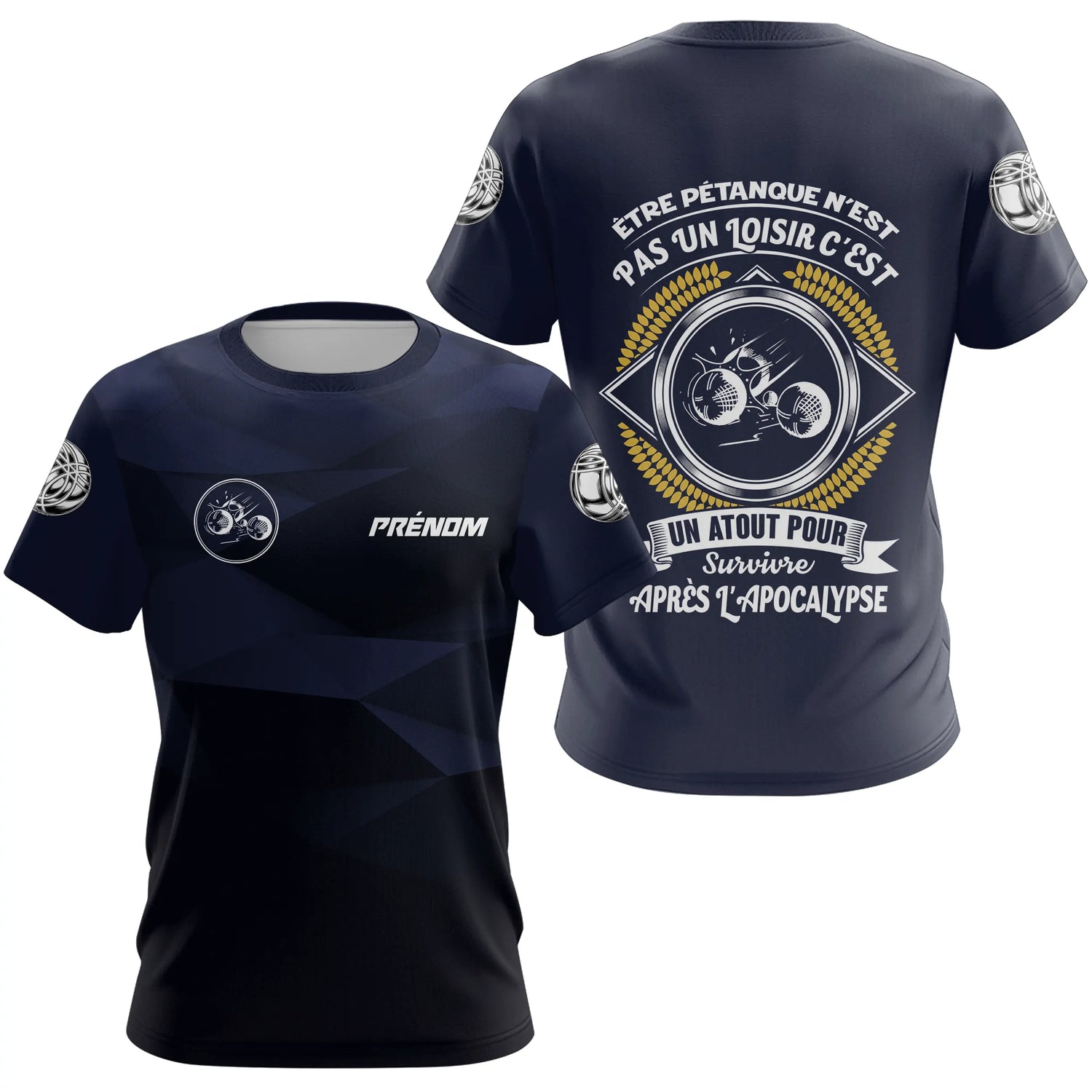 Polo Pétanque Bleu Nuit - Joueur Boules Personnalisé - T-Shirt Femme