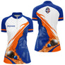 Polo Pétanque Bleu Orange Personnalisé - Style Chevalier - Polo Zippé Femme