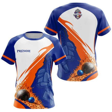 Polo Pétanque Bleu Orange Personnalisé - Style Chevalier - T-Shirt Femme