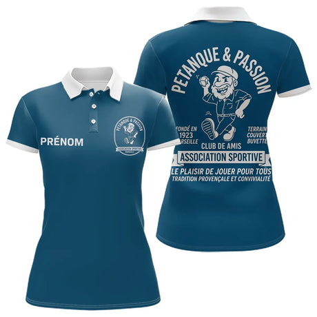 Polo Pétanque Bleu Pétrole Canard - Personnalisé Tenue Club - Polo Femme