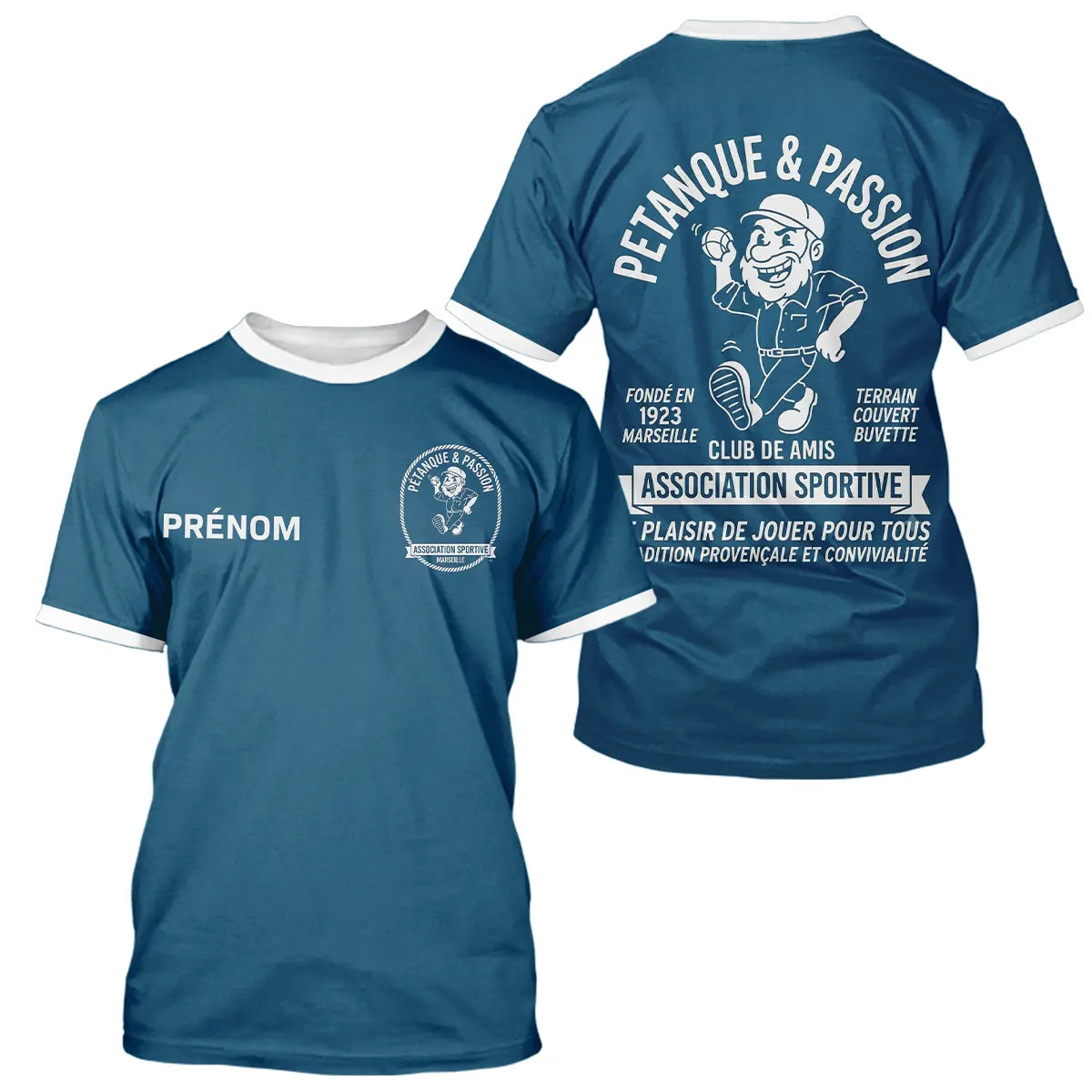 Polo Pétanque Bleu Pétrole Canard - Personnalisé Tenue Club - T-Shirt Homme