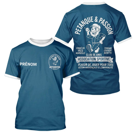 Polo Pétanque Bleu Pétrole Canard - Personnalisé Tenue Club - T-Shirt Homme