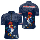 Polo Pétanque Bleu Performance - Coq Gaulois Personnalisé - Polo Zippé Homme