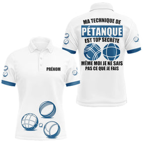 Polo Pétanque Bleu Personnalisé - Cadeau Bouliste Homme Femme - Polo Homme