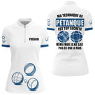 Polo Pétanque Bleu Personnalisé - Cadeau Bouliste Homme Femme - Polo Zippé Femme