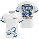 Polo Pétanque Bleu Personnalisé - Cadeau Bouliste Homme Femme - T-Shirt Femme