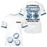 Polo Pétanque Bleu Personnalisé - Cadeau Bouliste Homme Femme - T-Shirt Homme