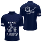 Polo Pétanque Bleu Personnalisé - Ce Mec Veut Une Boules - Polo Zippé Homme