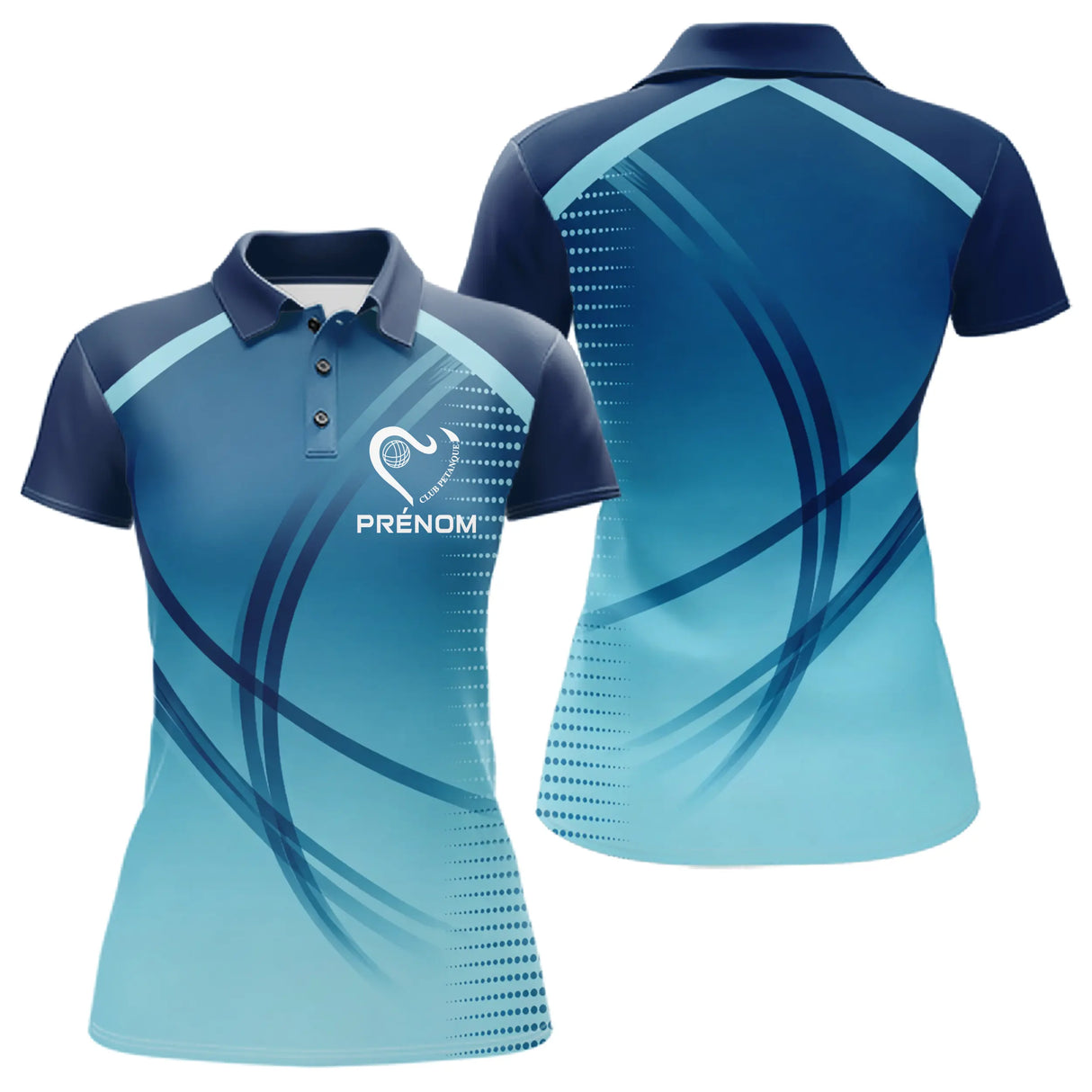 Polo Pétanque Bleu Personnalisé - Club & Passion Boules - Polo Femme