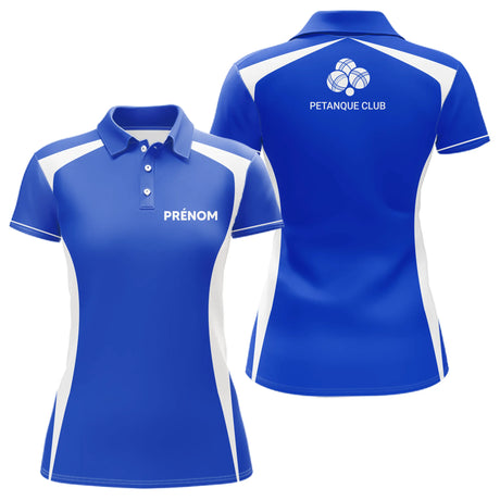 Polo Pétanque Bleu Personnalisé - Design Club Exclusif Boules - Polo Femme