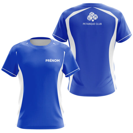 Polo Pétanque Bleu Personnalisé - Design Club Exclusif Boules - T-Shirt Femme