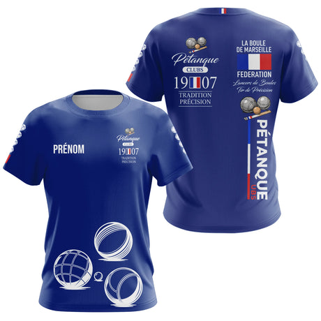 Polo Pétanque Bleu Personnalisé - Tradition & Club - T-Shirt Femme