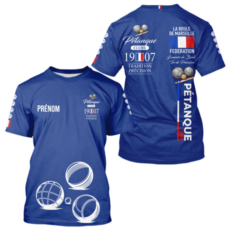 Polo Pétanque Bleu Personnalisé - Tradition & Club - T-Shirt Homme