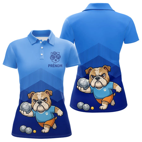 Polo Pétanque Bleu Personnalisé – Collection Bulldog Champion - Polo Femme