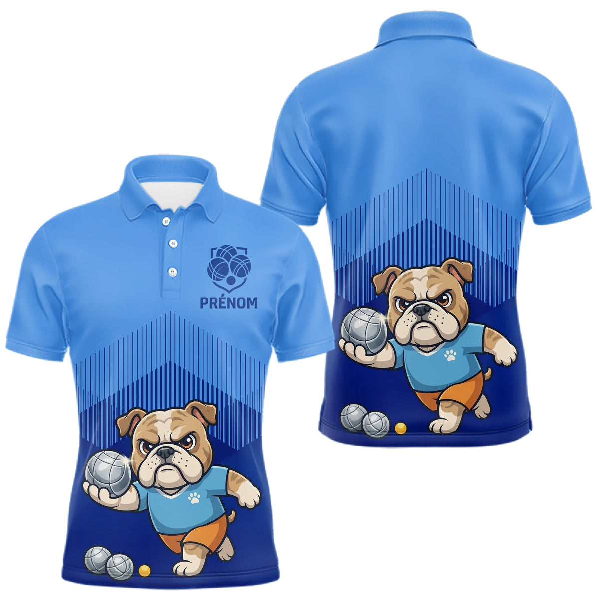 Polo Pétanque Bleu Personnalisé – Collection Bulldog Champion - Polo Homme