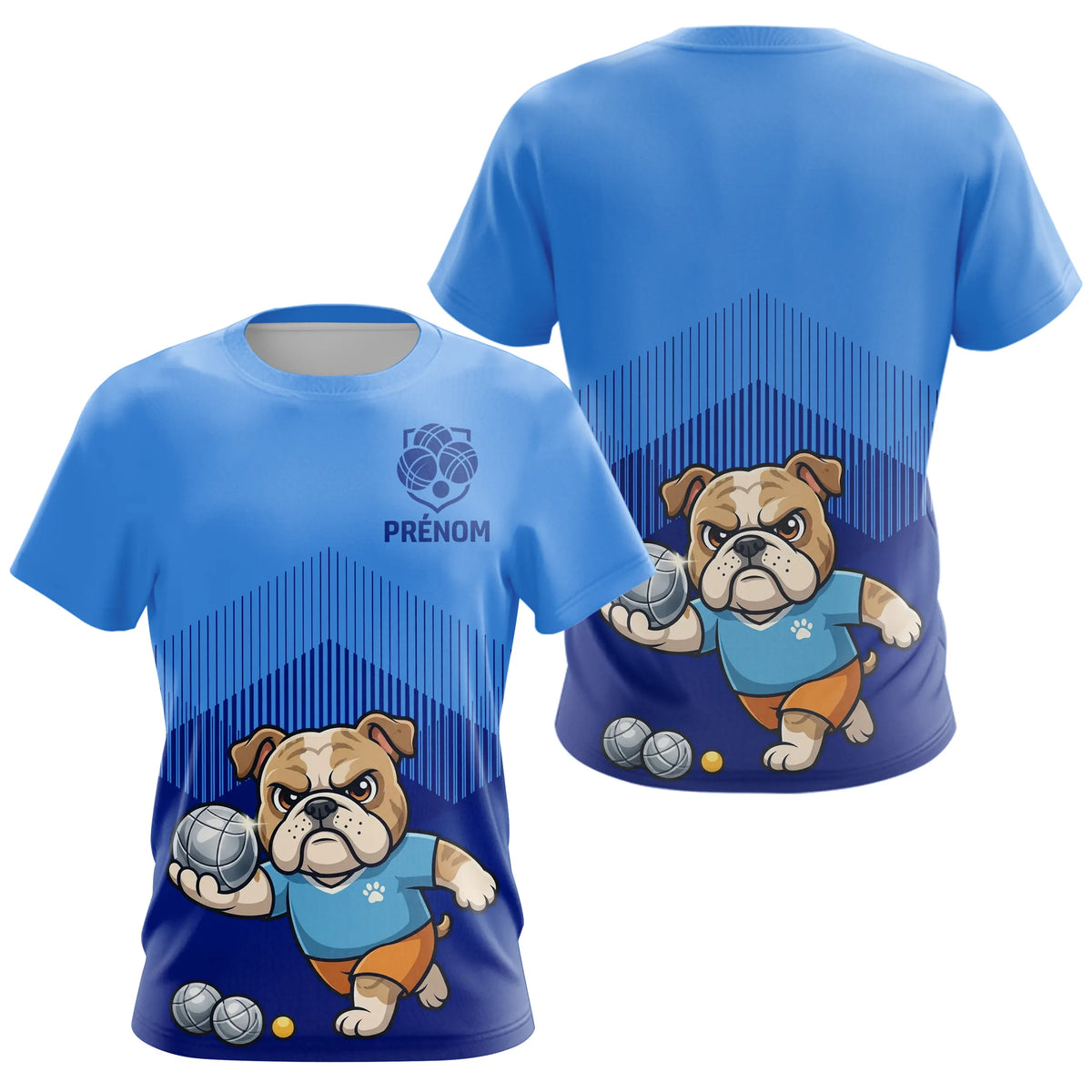 Polo Pétanque Bleu Personnalisé – Collection Bulldog Champion - T-Shirt Femme