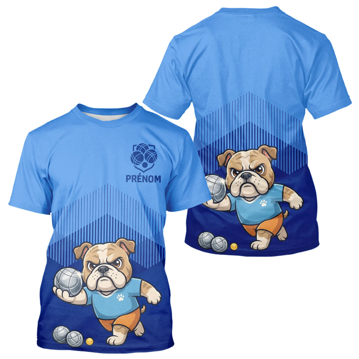 Polo Pétanque Bleu Personnalisé – Collection Bulldog Champion - T-Shirt Homme