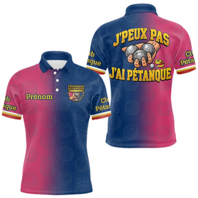 Polo Pétanque Bleu Rose - Homme Femme J'ai Pétanque - Polo Homme