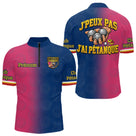 Polo Pétanque Bleu Rose - Homme Femme J'ai Pétanque - Polo Zippé Homme