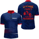Polo Pétanque Bleu Rouge - Passion Bouliste Prénom - Polo Zippé Homme